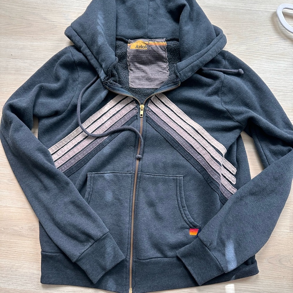 Aviator Nation mountain stitch chevron hoodie size S